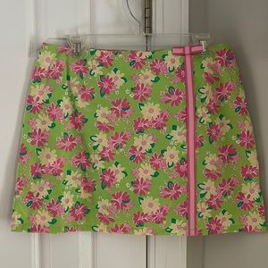 Lilly Pulitzer Skort Sz 10 Lime Green Pink Daisy/Rhino Print